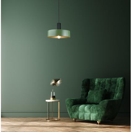 Κρεμαστό φωτιστικό οροφής HAKI 1xE27/60W/230V πράσινο/μαύρο