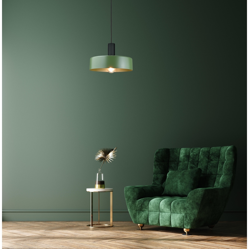 Κρεμαστό φωτιστικό οροφής HAKI 1xE27/60W/230V πράσινο/μαύρο