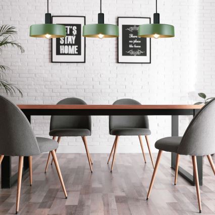 Κρεμαστό φωτιστικό οροφής HAKI 3xE27/60W/230V πράσινο/μαύρο