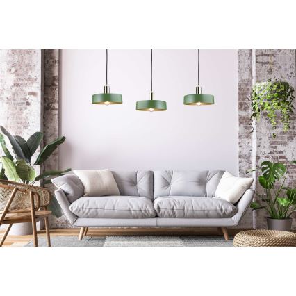 Κρεμαστό φωτιστικό οροφής HAKI 3xE27/60W/230V πράσινο/μαύρο/γυαλιστερό χρώμιο