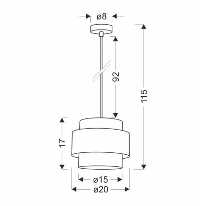 Κρεμαστό φωτιστικό οροφής HARE 1xE27/60W/230V γκρι/ματ χρώμιο