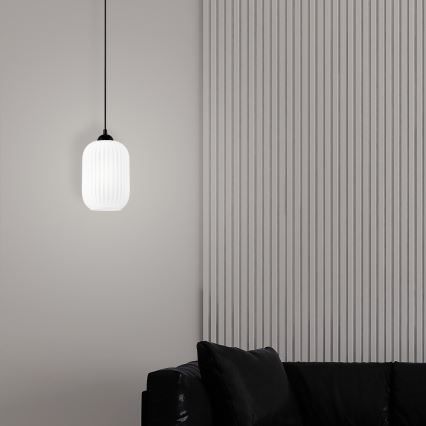 Κρεμαστό φωτιστικό οροφής HARMA 1xE27/15W/230V διάμετρος 14 cm λευκό/μαύρο