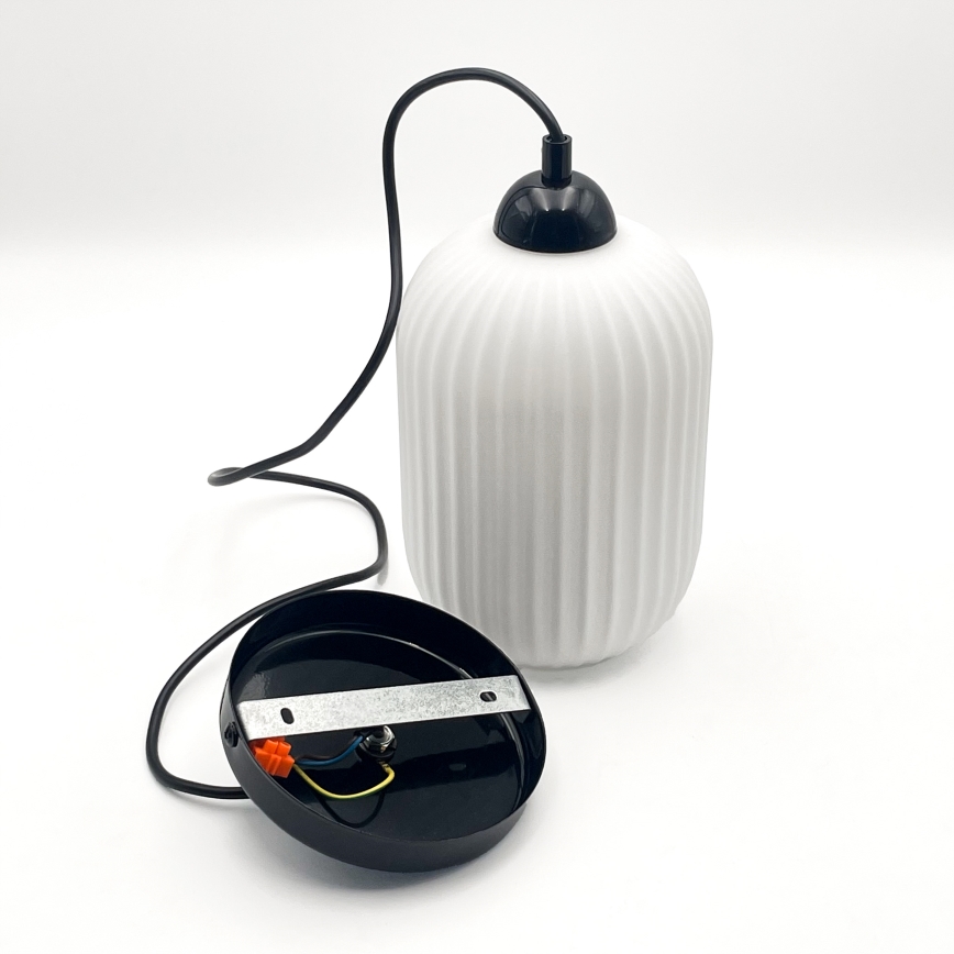 Κρεμαστό φωτιστικό οροφής HARMA 1xE27/15W/230V διάμετρος 14 cm λευκό/μαύρο