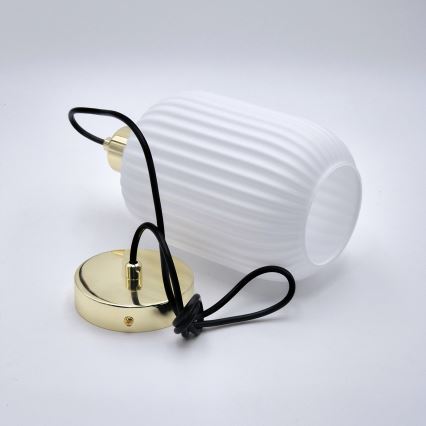 Κρεμαστό φωτιστικό οροφής HARMA 1xE27/15W/230V διάμετρος 14 cm λευκό/χρυσό