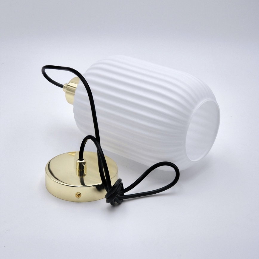 Κρεμαστό φωτιστικό οροφής HARMA 1xE27/15W/230V διάμετρος 14 cm λευκό/χρυσό