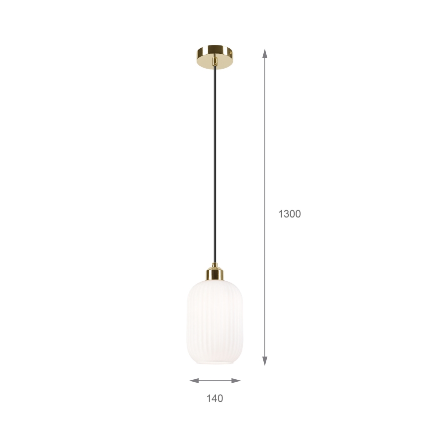Κρεμαστό φωτιστικό οροφής HARMA 1xE27/15W/230V διάμετρος 14 cm λευκό/χρυσό