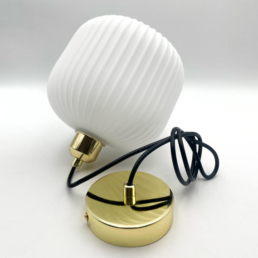 Κρεμαστό φωτιστικό οροφής HARMA 1xE27/15W/230V διάμετρος 20 cm λευκό/χρυσό