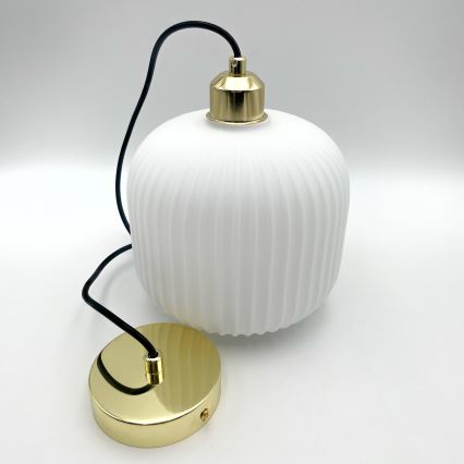 Κρεμαστό φωτιστικό οροφής HARMA 1xE27/15W/230V διάμετρος 20 cm λευκό/χρυσό