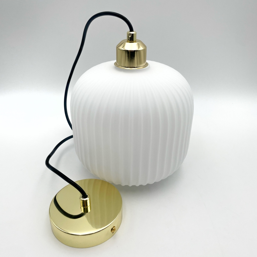 Κρεμαστό φωτιστικό οροφής HARMA 1xE27/15W/230V διάμετρος 20 cm λευκό/χρυσό