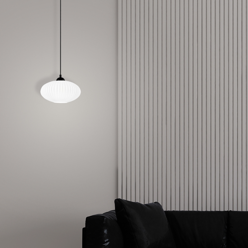 Κρεμαστό φωτιστικό οροφής HARMA 1xE27/15W/230V διάμετρος 25 cm λευκό/μαύρο