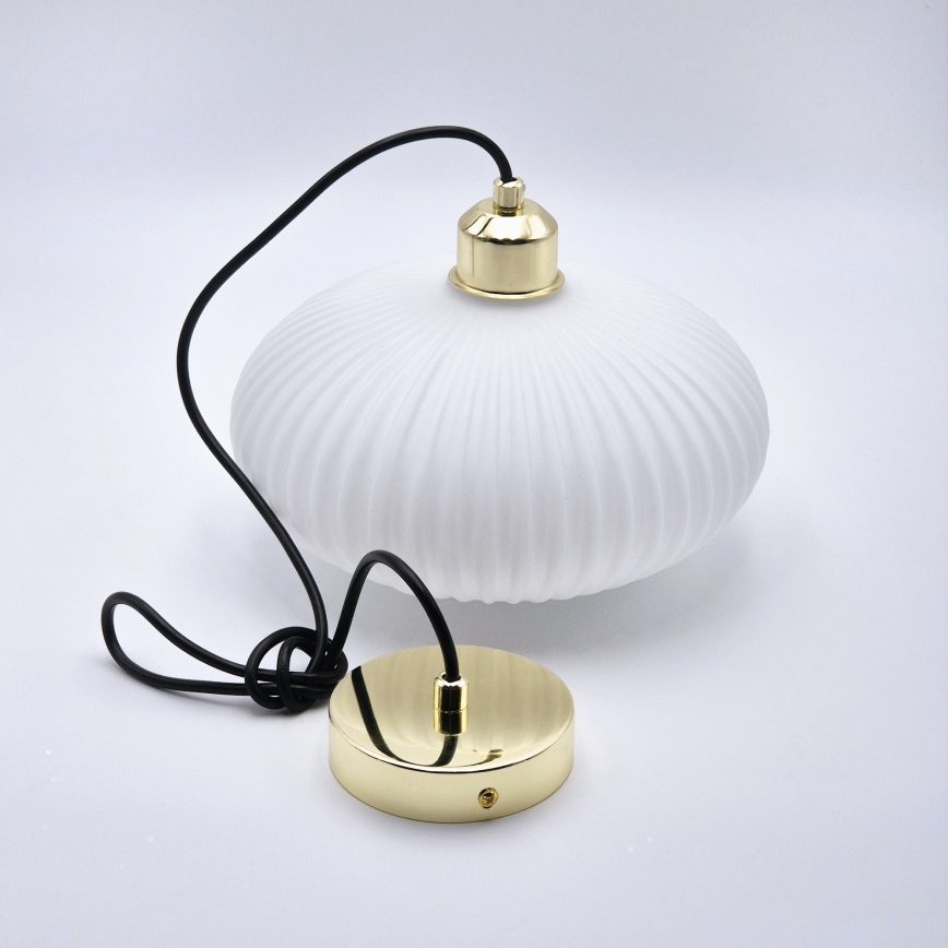 Κρεμαστό φωτιστικό οροφής HARMA 1xE27/15W/230V διάμετρος 25 cm λευκό/χρυσό