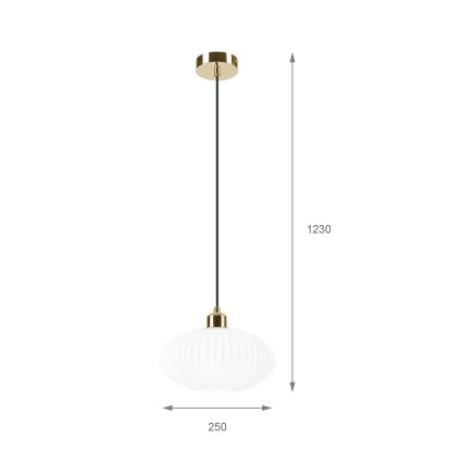 Κρεμαστό φωτιστικό οροφής HARMA 1xE27/15W/230V διάμετρος 25 cm λευκό/χρυσό