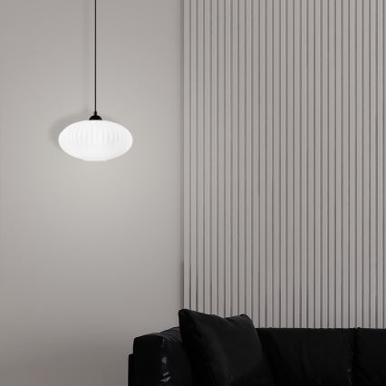 Κρεμαστό φωτιστικό οροφής HARMA 1xE27/15W/230V διάμετρος 30 cm λευκό/μαύρο