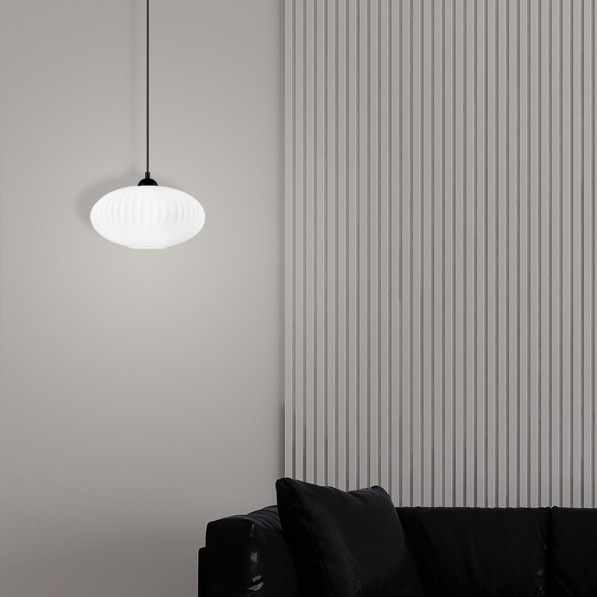 Κρεμαστό φωτιστικό οροφής HARMA 1xE27/15W/230V διάμετρος 30 cm λευκό/μαύρο
