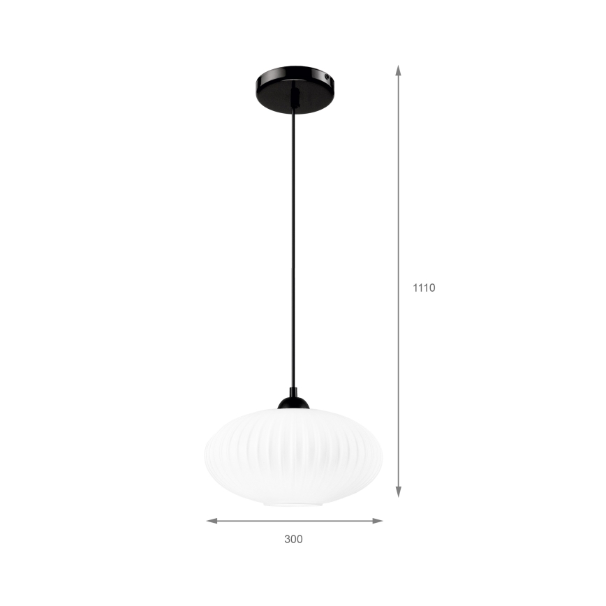 Κρεμαστό φωτιστικό οροφής HARMA 1xE27/15W/230V διάμετρος 30 cm λευκό/μαύρο