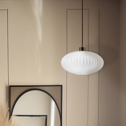 Κρεμαστό φωτιστικό οροφής HARMA 1xE27/15W/230V διάμετρος 30 cm λευκό/χρυσό