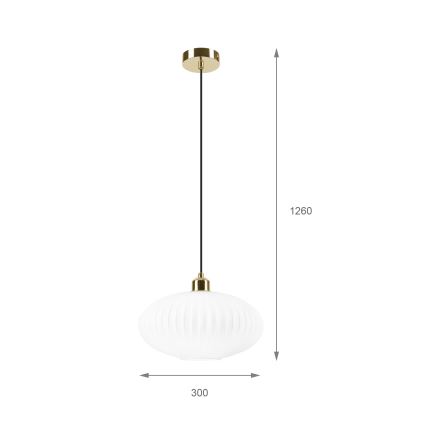 Κρεμαστό φωτιστικό οροφής HARMA 1xE27/15W/230V διάμετρος 30 cm λευκό/χρυσό