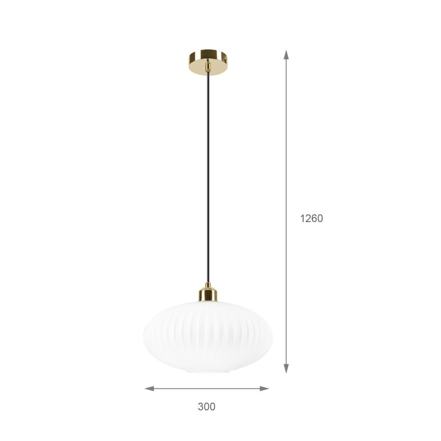 Κρεμαστό φωτιστικό οροφής HARMA 1xE27/15W/230V διάμετρος 30 cm λευκό/χρυσό
