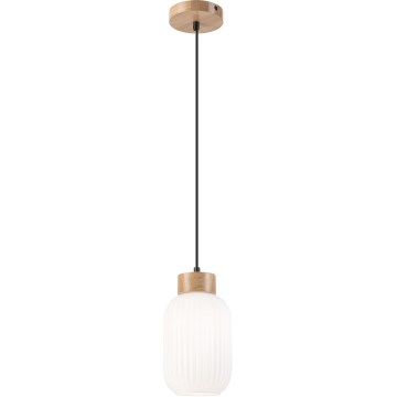 Κρεμαστό φωτιστικό οροφής HARMONY 1xE27/15W/230V διάμετρος 14 cm λευκό/δρυς