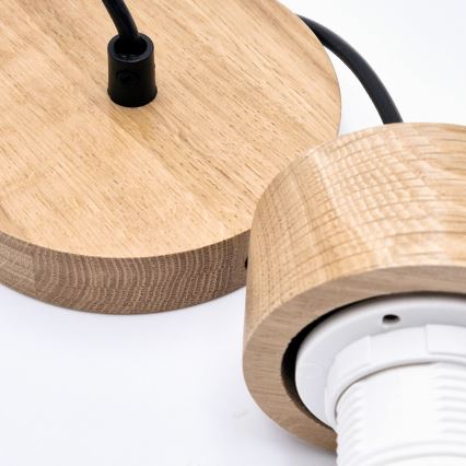 Κρεμαστό φωτιστικό οροφής HARMONY 1xE27/15W/230V διάμετρος 14 cm λευκό/δρυς