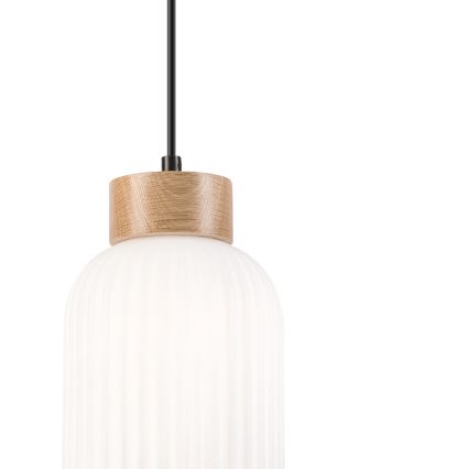 Κρεμαστό φωτιστικό οροφής HARMONY 1xE27/15W/230V διάμετρος 14 cm λευκό/δρυς