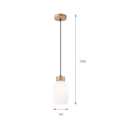 Κρεμαστό φωτιστικό οροφής HARMONY 1xE27/15W/230V διάμετρος 14 cm λευκό/δρυς