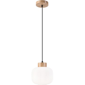 Κρεμαστό φωτιστικό οροφής HARMONY 1xE27/15W/230V διάμετρος 20 cm λευκό/δρυς