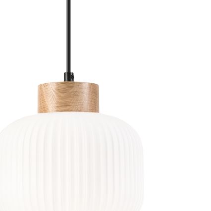 Κρεμαστό φωτιστικό οροφής HARMONY 1xE27/15W/230V διάμετρος 20 cm λευκό/δρυς