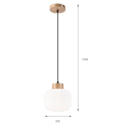 Κρεμαστό φωτιστικό οροφής HARMONY 1xE27/15W/230V διάμετρος 20 cm λευκό/δρυς