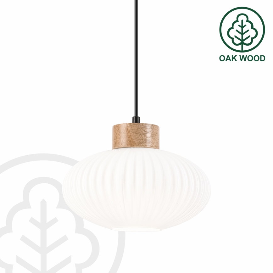 Κρεμαστό φωτιστικό οροφής HARMONY 1xE27/15W/230V διάμετρος 25 cm λευκό/δρυς