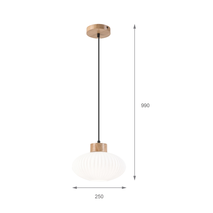 Κρεμαστό φωτιστικό οροφής HARMONY 1xE27/15W/230V διάμετρος 25 cm λευκό/δρυς