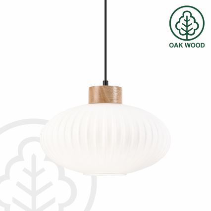 Κρεμαστό φωτιστικό οροφής HARMONY 1xE27/15W/230V διάμετρος 30 cm λευκό/δρυς