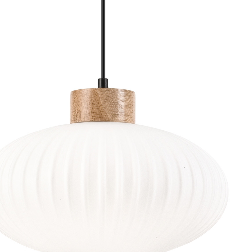 Κρεμαστό φωτιστικό οροφής HARMONY 1xE27/15W/230V διάμετρος 30 cm λευκό/δρυς