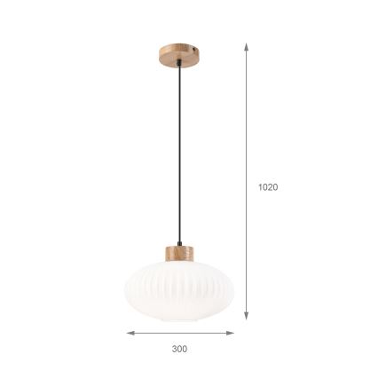 Κρεμαστό φωτιστικό οροφής HARMONY 1xE27/15W/230V διάμετρος 30 cm λευκό/δρυς