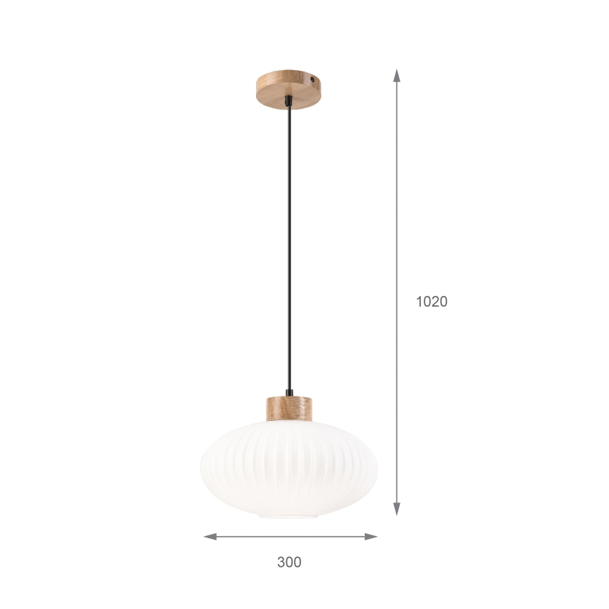 Κρεμαστό φωτιστικό οροφής HARMONY 1xE27/15W/230V διάμετρος 30 cm λευκό/δρυς