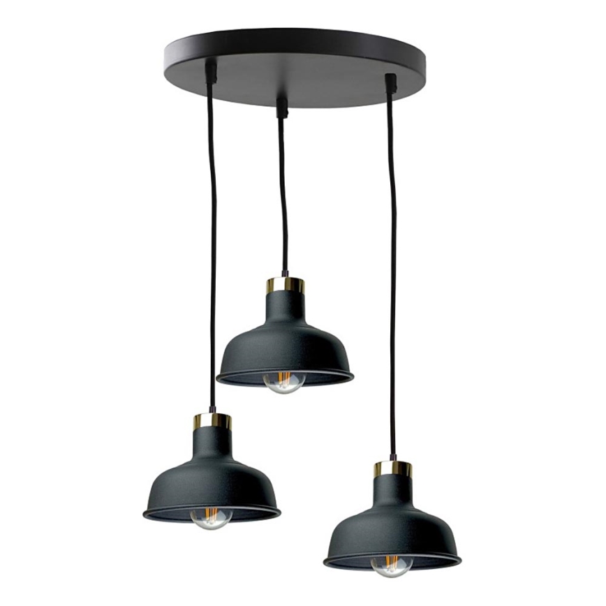 Κρεμαστό φωτιστικό οροφής HEBE 3xE27/60W/230V μαύρο