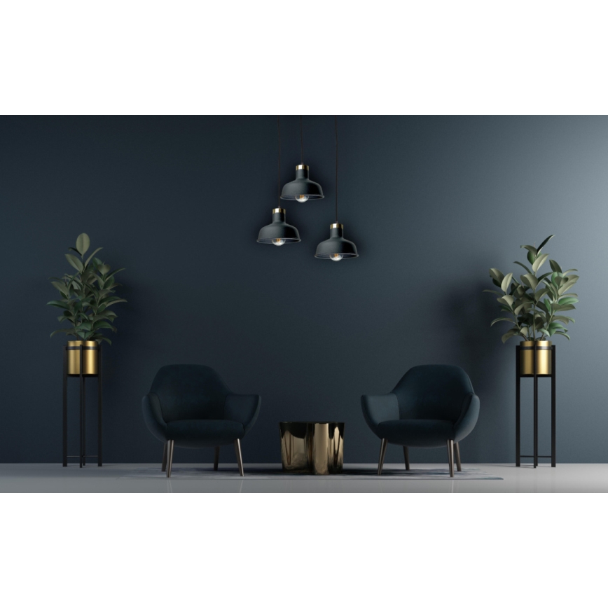 Κρεμαστό φωτιστικό οροφής HEBE 3xE27/60W/230V μαύρο