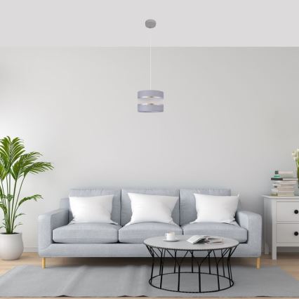 Κρεμαστό φωτιστικό οροφής HELEN 1xE27/15W/230V διάμετρος 20 cm γκρι/ασημί