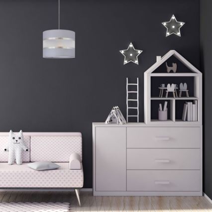 Κρεμαστό φωτιστικό οροφής HELEN 1xE27/15W/230V διάμετρος 20 cm γκρι/ασημί