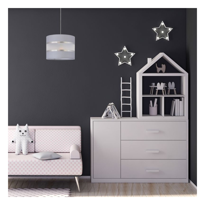 Κρεμαστό φωτιστικό οροφής HELEN 1xE27/15W/230V διάμετρος 20 cm γκρι/ασημί