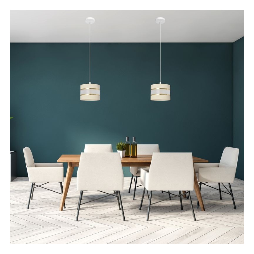 Κρεμαστό φωτιστικό οροφής HELEN 1xE27/15W/230V διάμετρος 20 cm κρεμ/χρυσό