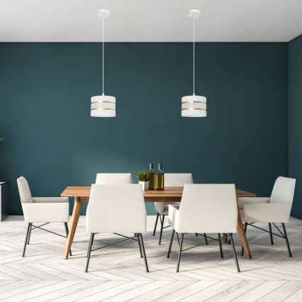Κρεμαστό φωτιστικό οροφής HELEN 1xE27/15W/230V διάμετρος 20 cm λευκό/χρυσό