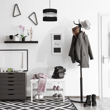 Κρεμαστό φωτιστικό οροφής HELEN 1xE27/15W/230V διάμετρος 20 cm μαύρο/ασήμι