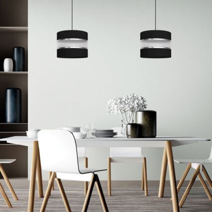 Κρεμαστό φωτιστικό οροφής HELEN 1xE27/15W/230V διάμετρος 20 cm μαύρο/ασήμι