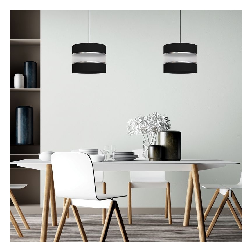 Κρεμαστό φωτιστικό οροφής HELEN 1xE27/15W/230V διάμετρος 20 cm μαύρο/ασήμι