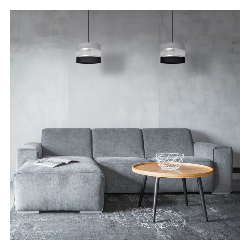Κρεμαστό φωτιστικό οροφής HELEN 1xE27/15W/230V διάμετρος 20 cm μαύρο/γκρι/ασημί