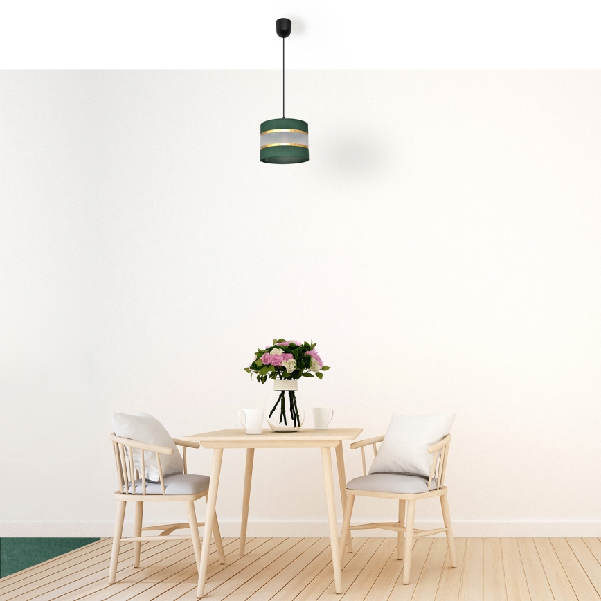 Κρεμαστό φωτιστικό οροφής HELEN 1xE27/15W/230V διάμετρος 20 cm πράσινο/χρυσαφί