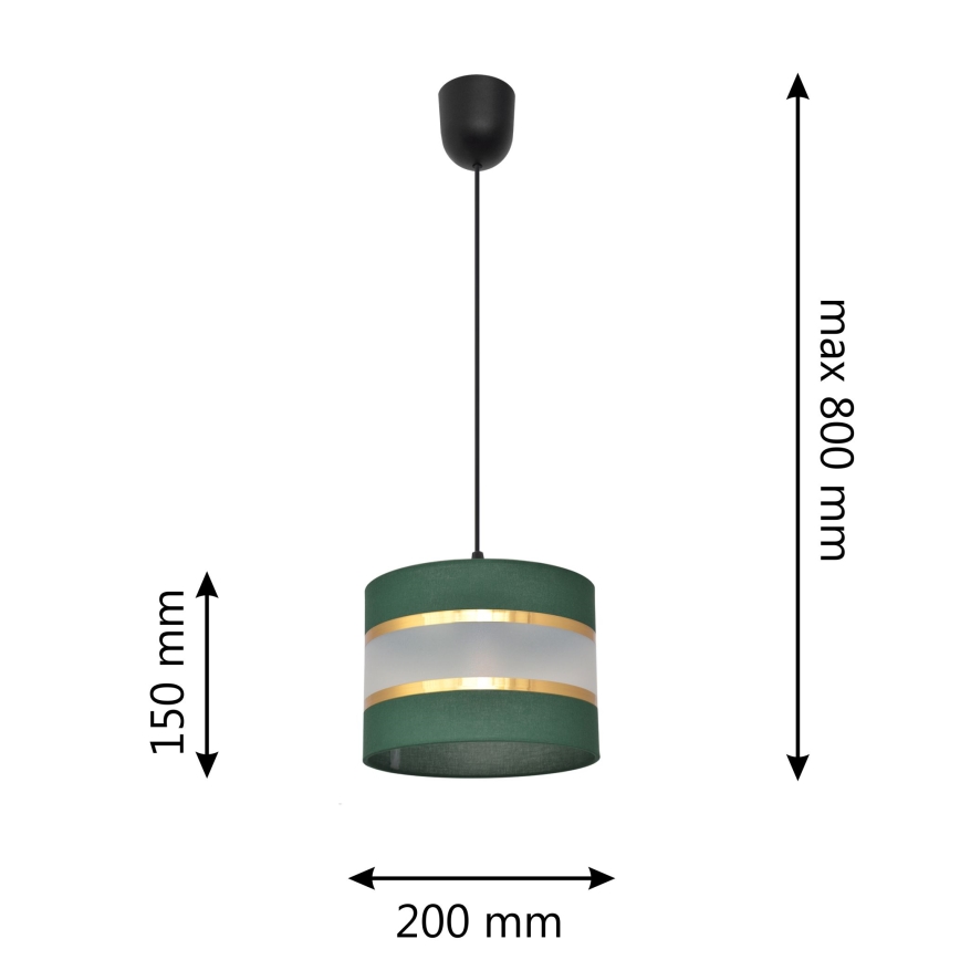 Κρεμαστό φωτιστικό οροφής HELEN 1xE27/15W/230V διάμετρος 20 cm πράσινο/χρυσαφί
