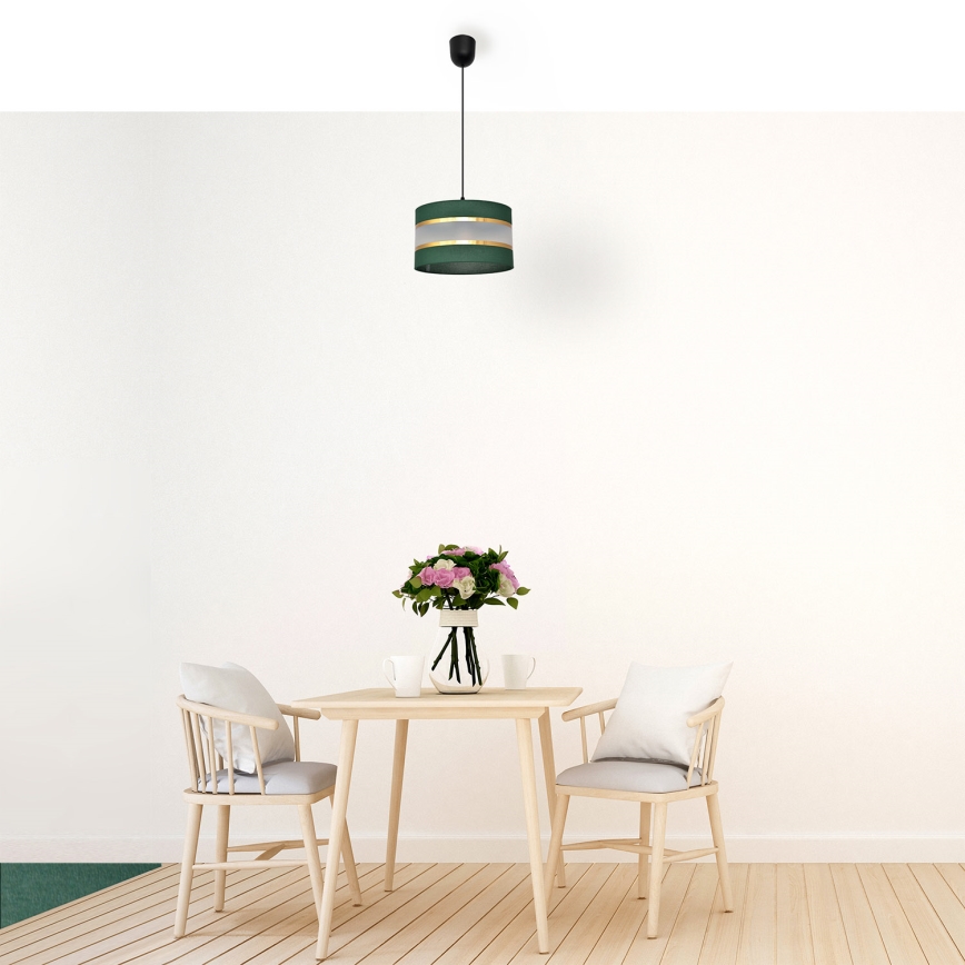 Κρεμαστό φωτιστικό οροφής  HELEN 1xE27/15W/230V διάμετρος 25 cm πράσινο/χρυσαφί
