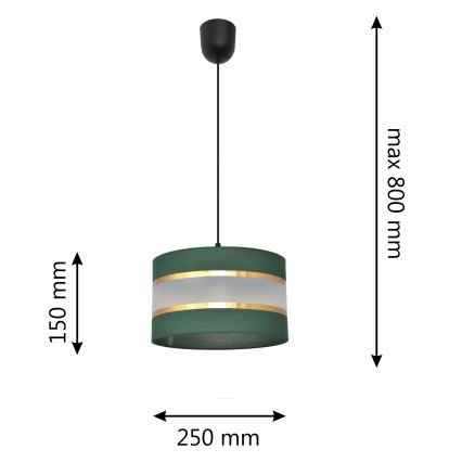 Κρεμαστό φωτιστικό οροφής  HELEN 1xE27/15W/230V διάμετρος 25 cm πράσινο/χρυσαφί